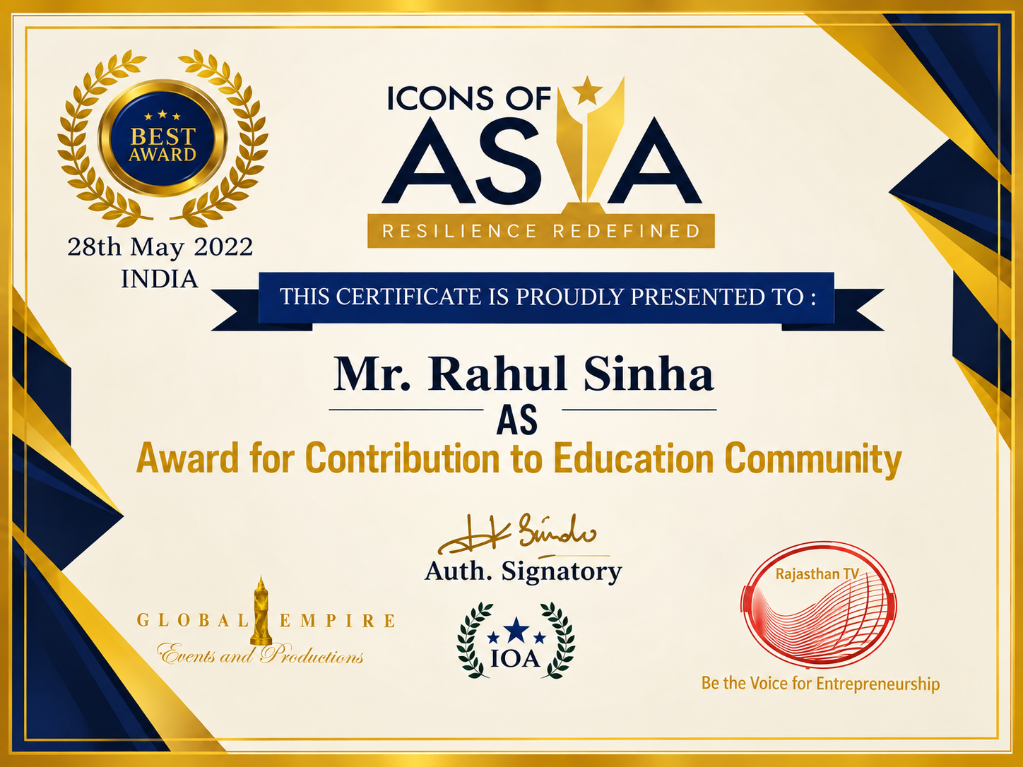 Award for Contribution to Education Community